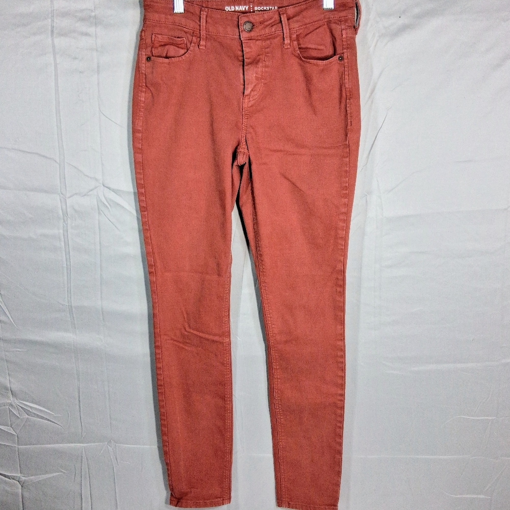 Old Navy Rockstar Size 6 28"x28" Bold Rust Orange Denim Jeans